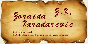 Zoraida Karadarević vizit kartica